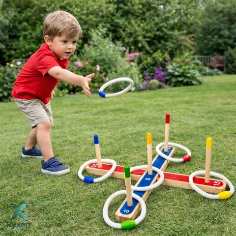 Gra Zręcznościowa Rzut Obręczami Drewniana Gra Rodzinna Z Punktacją LEAN TOYS