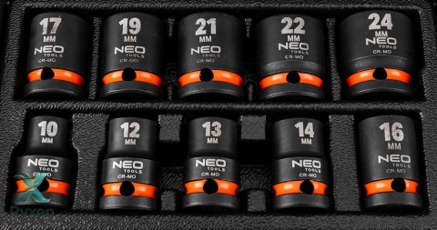 Nasadki udarowe 1/2", 10-24 mm, zestaw 10 szt. NEO TOOLS