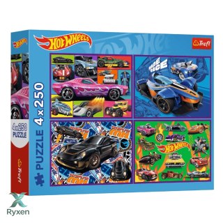 Puzzle - 4x250 - Hot Wheels - Wyścigowe auta - Trefl 13312 TREFL PUZZLE