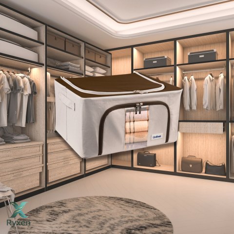 Beżowy organizer Kamai Gio Style z utwardzonymi ściankami, bocznymi uchwytami i okienkiem, pojemność 24L Kamai Ordinett