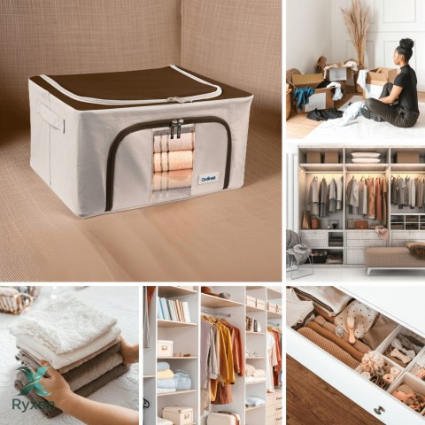 Beżowy organizer Kamai Gio Style z utwardzonymi ściankami, bocznymi uchwytami i okienkiem, pojemność 24L Kamai Ordinett