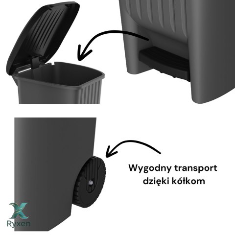 Kosz z pedałem 100L czarny Kamai EDA