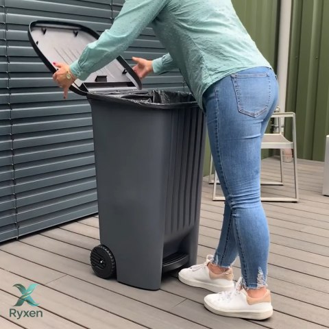 Kosz z pedałem 100L czarny Kamai EDA