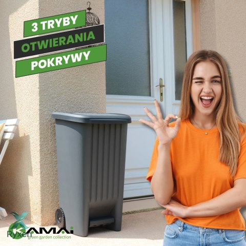 Kosz z pedałem 100L czarny Kamai EDA