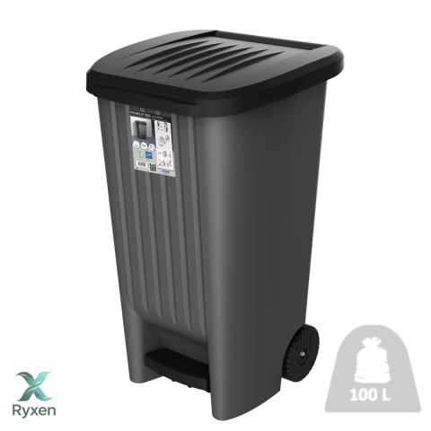 Kosz z pedałem 100L czarny Kamai EDA