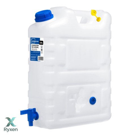 Kanister na wodę pitną z kranikiem i odpowietrznikiem, tworzywo HDPE, 20L Kamai SimplyCan