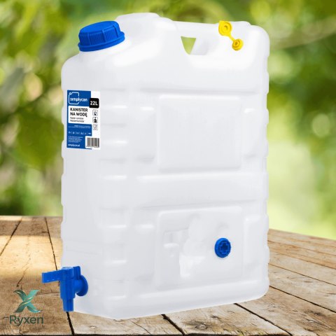 Kanister na wodę pitną z kranikiem i odpowietrznikiem, tworzywo HDPE, 20L Kamai SimplyCan