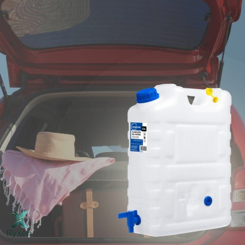 Kanister na wodę pitną z kranikiem i odpowietrznikiem, tworzywo HDPE, 20L Kamai SimplyCan