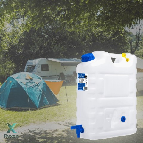 Kanister na wodę pitną z kranikiem i odpowietrznikiem, tworzywo HDPE, 20L Kamai SimplyCan