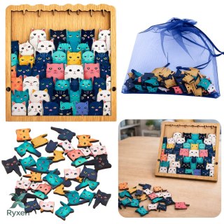 Drewniane Puzzle Kotki Układanka Edukacyjna Ramka Woreczek 62 el. LEAN TOYS