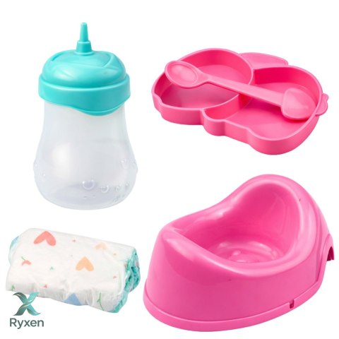 Lalka Bobas Siusiająca Akcesoria Pielęgnacyjne Butelka Nocnik 35 cm LEAN TOYS