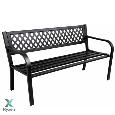 Ławka Ogrodowa Parkowa Taras Ogród Metalowa Oparcie Czarna 120 cm LEAN