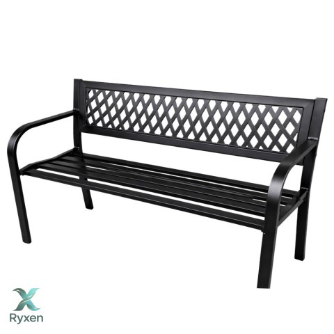 Ławka Ogrodowa Parkowa Taras Ogród Metalowa Oparcie Czarna 120 cm LEAN
