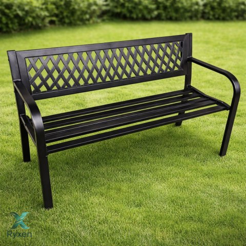 Ławka Ogrodowa Parkowa Taras Ogród Metalowa Oparcie Czarna 120 cm LEAN