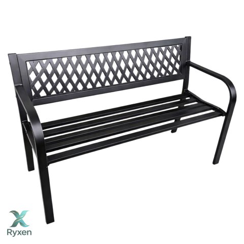 Ławka Ogrodowa Parkowa Taras Ogród Metalowa Oparcie Czarna 120 cm LEAN