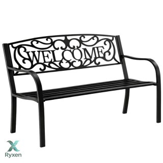 Ławka Ogrodowa Taras Ogród Park Metalowa Oparcie WELCOME Czarna 127 cm LEAN