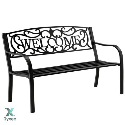 Ławka Ogrodowa Taras Ogród Park Metalowa Oparcie WELCOME Czarna 127 cm LEAN