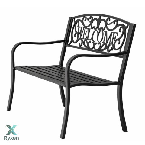 Ławka Ogrodowa Taras Ogród Park Metalowa Oparcie WELCOME Czarna 127 cm LEAN