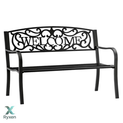 Ławka Ogrodowa Taras Ogród Park Metalowa Oparcie WELCOME Czarna 127 cm LEAN