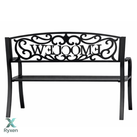 Ławka Ogrodowa Taras Ogród Park Metalowa Oparcie WELCOME Czarna 127 cm LEAN