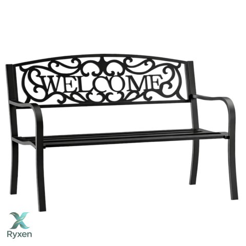 Ławka Ogrodowa Taras Ogród Park Metalowa Oparcie WELCOME Czarna 127 cm LEAN