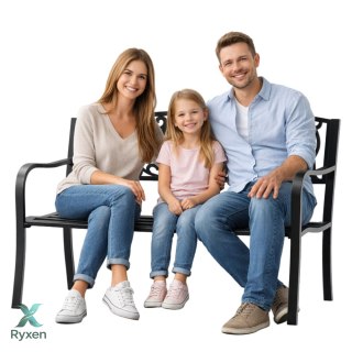 Ławka Ogrodowa Taras Ogród Park Metalowa Oparcie Zdobiona Czarna 127 cm LEAN