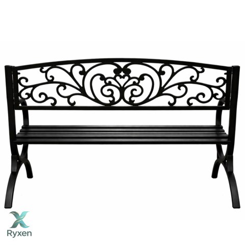 Ławka Ogrodowa Taras Ogród Parkowa Metalowa Oparcie Zdobiona Czarna 127 cm LEAN