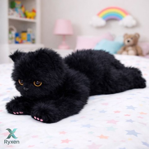 Pluszowa Maskotka Przytulanka Kotek Leżący Czarny 38 cm LEAN TOYS