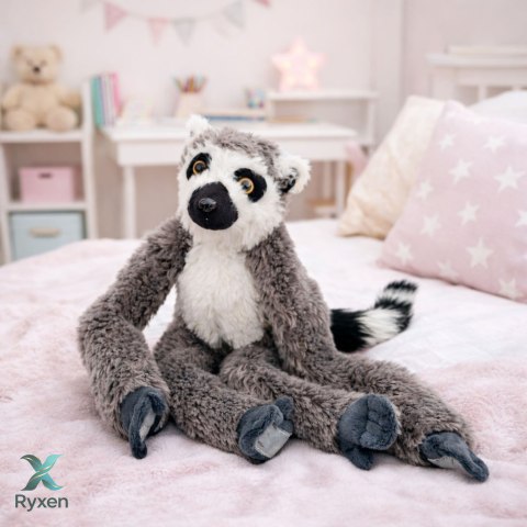 Pluszowa Maskotka Przytulanka Lemur Z Rzepami Do Zawieszenia Szary 35cm LEAN TOYS