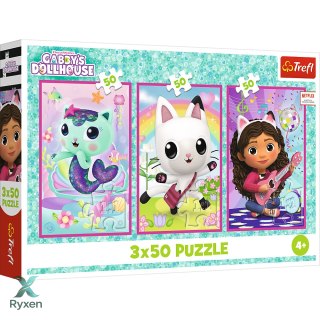 Puzzle - 3x50 - Poznajcie Gabby i kotki - Koci Domek Gabi - Trefl 34876 TREFL PUZZLE