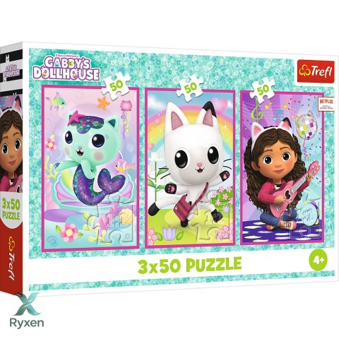 Puzzle - 3x50 - Poznajcie Gabby i kotki - Koci Domek Gabi - Trefl 34876 TREFL PUZZLE