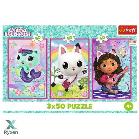 Puzzle - 3x50 - Poznajcie Gabby i kotki - Koci Domek Gabi - Trefl 34876 TREFL PUZZLE