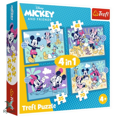 Puzzle - 4w1 (35, 48, 54, 70) - Zabawne zdarzenia Myszki Miki - Trefl 34669 TREFL PUZZLE