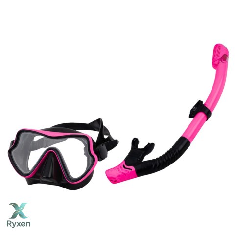 Zestaw Do Nurkowania Snorkelingu Płetwy Okulary Fajka Czarno-Różowy S/M LEAN TOYS