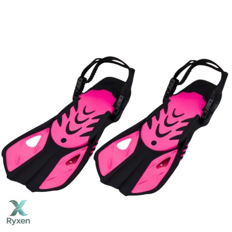 Zestaw Do Nurkowania Snorkelingu Płetwy Okulary Fajka Czarno-Różowy S/M LEAN TOYS