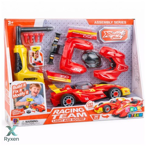 Zestaw Do Tuningu Auta Samochód Wyścigówka Do Skręcania Wkrętarka Światła LEAN TOYS