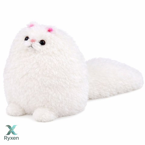 Pluszowa Maskotka Przytulanka Duży Kot Z Długim Ogonem Biały 30 x 30 cm LEAN TOYS