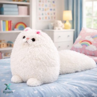 Pluszowa Maskotka Przytulanka Duży Kot Z Długim Ogonem Biały 30 x 30 cm LEAN TOYS