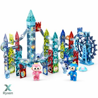 Zestaw Klocki Magnetyczne Tor Kulkowy Koło Młyńskie 118 el. LEAN TOYS