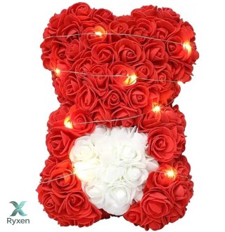 BQ54 Miś z róż z sercem 23cm led ATL