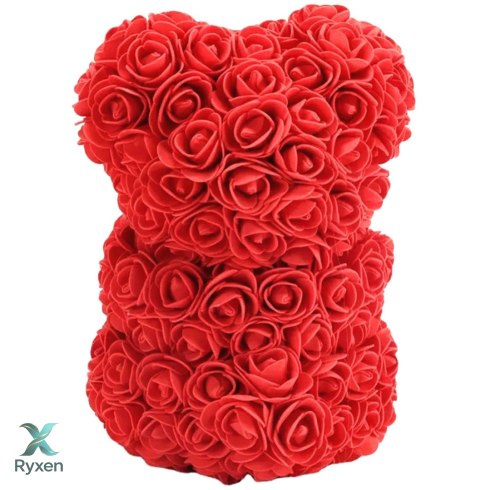 BQ54 Miś z róż z sercem 23cm led ATL