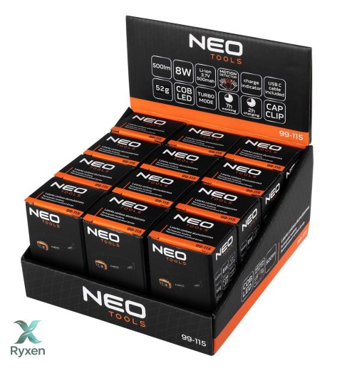Latarka czołowa akumulatorowa 500 lm USB COB LED 12 szt. NEO TOOLS