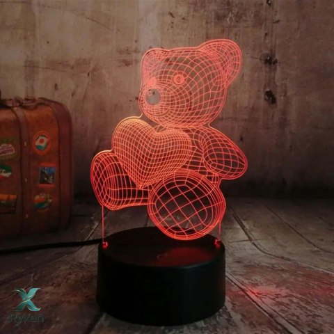 ZD98J Lampka nocna miś 3d led ATL