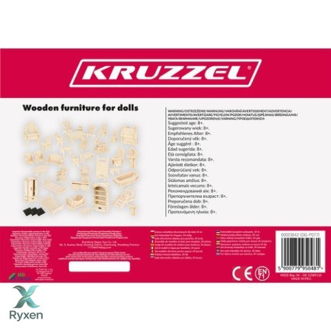 Zestaw mebelków drewnianych dla lalek 34 el. 23542 KRUZZEL