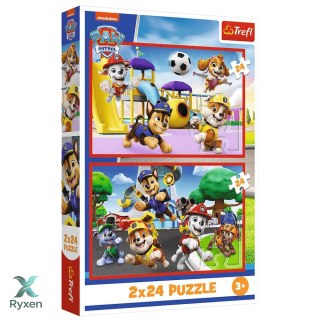 Puzzle - 2x24 - Psi dzień zabaw - Psi Patrol - Trefl 34434 TREFL PUZZLE