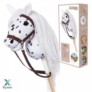 Koń na kiju hobby horse hoppihorse a3 leopard - biały, maść tarantowata TOOTINY