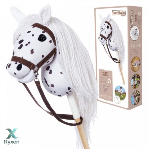 Koń na kiju hobby horse hoppihorse a3 leopard - biały, maść tarantowata TOOTINY