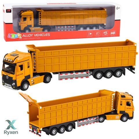 Ciężarówka Wywrotka Metalowa Kabina Światła Dźwięki Napęd Żółta LEAN TOYS