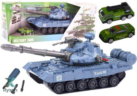 Czołg Pojazd Wojskowy DIY Do Rozkręcania Niebieski Dźwięki Zestaw Resoraki LEAN TOYS