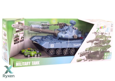 Czołg Pojazd Wojskowy DIY Do Rozkręcania Niebieski Dźwięki Zestaw Resoraki LEAN TOYS